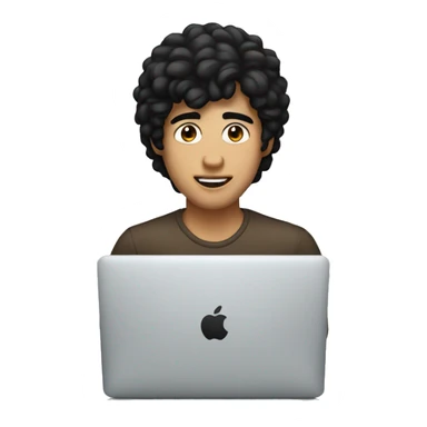 "man wih black hair and brown eyes at macbook laptop" sticker