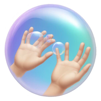 two clear transparent soap bubbles chlorinate each other's hands sticker