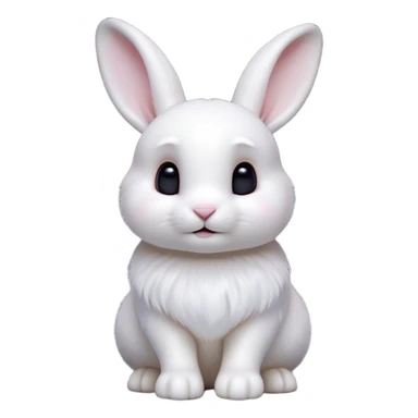 Cinematic Cute White Rabbit Portrait Emoji, Head tilted playfully and inquisitively, featuring a luxurious, silky white fur with soft, twitching ears, round, sparkling dark eyes filled with curiosity, Simplified yet irresistibly adorable features, highly detailed, glowing with a warm, friendly glow, high shine, affectionate and lively, stylized with a touch of whimsy, bright and endearing, soft glowing outline, capturing the essence of a mischievous yet loving bunny, so playful it feels like it could hop out of the screen and into your arms! sticker