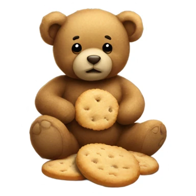 teddy bear sitting on a blanket eating biscuits  sticker