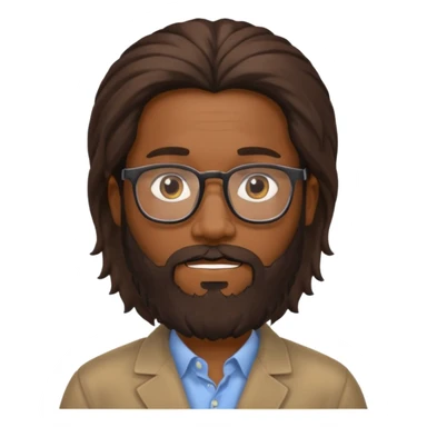 bearded long haired black man with eyeglasses no body sticker