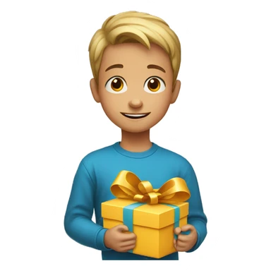 Young boy with a present sticker