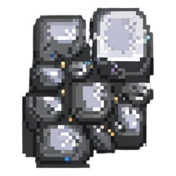 tin ore chunk with classic video game look sticker