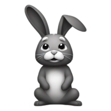 Oppressed and upset rabbit emoji in black and white sticker