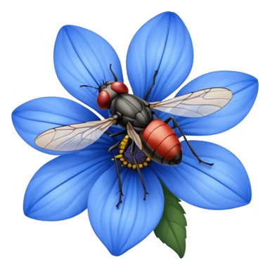 
fly on blue flower sticker