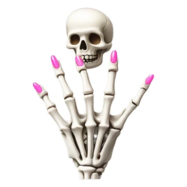 Skeleton hand with pink nails pretty engagement ring sticker