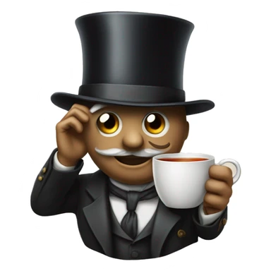 Photorealistic A British gentleman in a monocle and a top hat with a cup of tea in his hand sticker