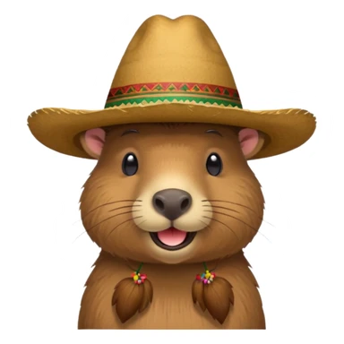 Capybara sitting with Mexican hat sticker