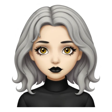  Beige olive skin  grey wavy hair black lips amber eyes goth girl sticker