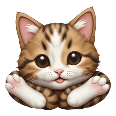 dark brown tabby and white kitten in funny positions upside down with eyes closed sticker