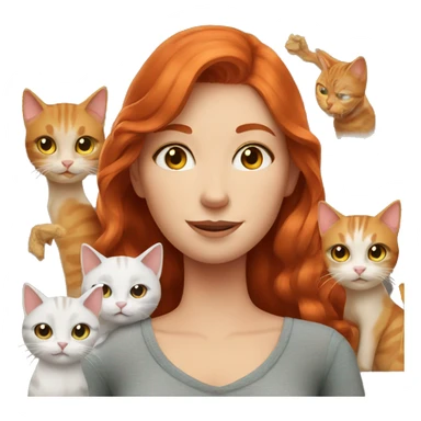 redhead girl with cats sticker