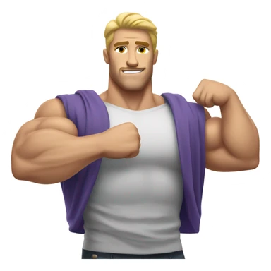 white muscle  man figure flexing sticker