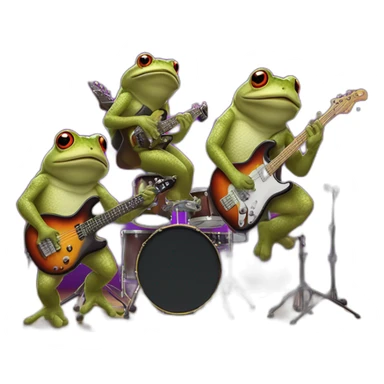 Three toad playing electric guitar, bass and drumset in concert sticker