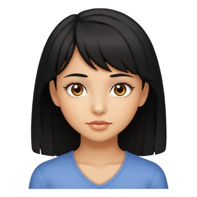 beautiful black-haired girl with side-swept bangs, tan skin, and hazel eyes sticker