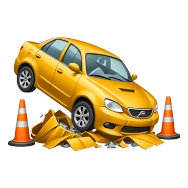 car crashed to a trafic barrier sticker