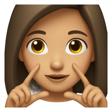 Brunette girl holding up hand heart sticker