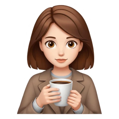 Aesthetic girl with brown hair with a coffee  sticker