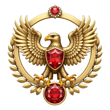 Bicephalous Eagle crest / brosch in a cirkel without background and with red gem sticker