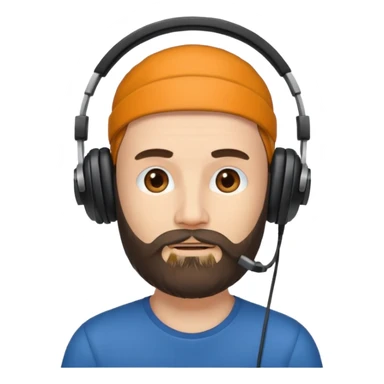 create a Men with Beard and Headphones and some hairs on his head sticker