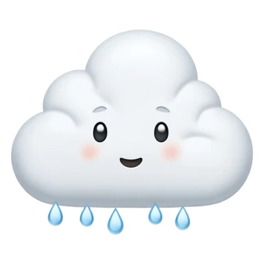 plush cloud with falling hailstones, cushion style, soft plush look sticker
