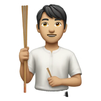 an Asian holding a chopstick ￼ sticker