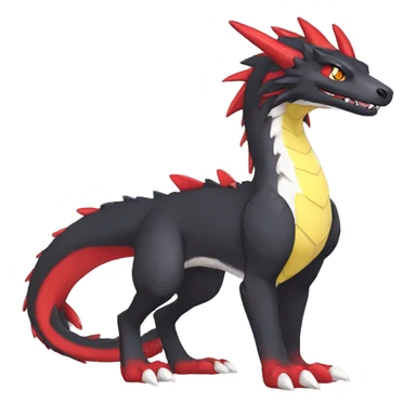 Anthro Cute cool black red white yellow nargacuga-dragon sergal animal hybrid Fakemon full body sticker