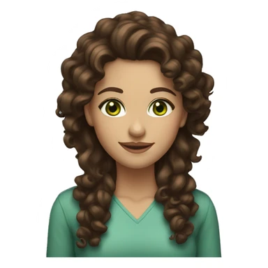 brunette woman green eyes brown curly hair full lips smile sticker