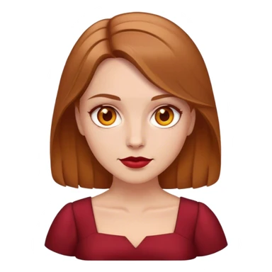 white woman, light brown hair, with honey eyes, wearing dark red dress  sticker