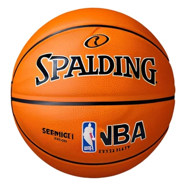 Minimalist basketball with Spalding and NBA logos, orange with black lines sticker