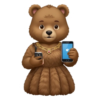 russia bear with custome dress and smartphone sticker