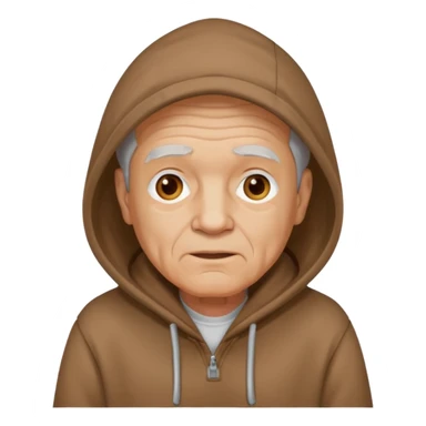 old man with brown hoodie sticker