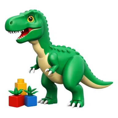 A cute green t-rex building with LEGO bricks sticker