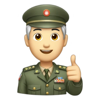 Taiwanese guy gray hair where soldier uniform thumb up sticker