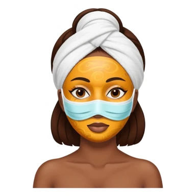 Brown skin Lady with face mask spa beauty full face relaxing sticker