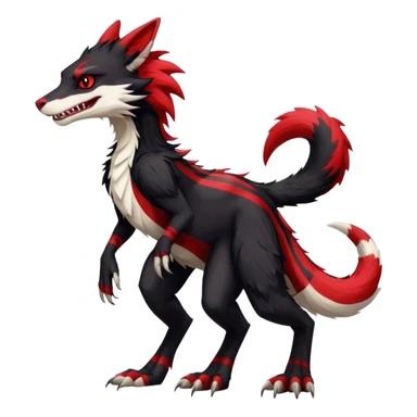 Cool Edgy Vernid-Sergal, Feral, Four Legs, Tail, Black fur, Red stripes, Full body, LiLaiRa sticker