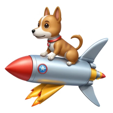 dog flying on a rocket sticker