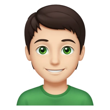 A boy with dark brown hair and striking green eyes. sticker