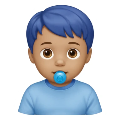 A boy baby with light brown skin, short wavy light-brown hair, wide brown eyes, and a blue pacifier.  sticker