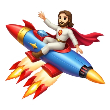 jesus riding a rocket batmobile boom!  sticker