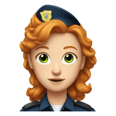 face of ginger girl police officer teen cute blue uniform  policia badge green eyes sticker