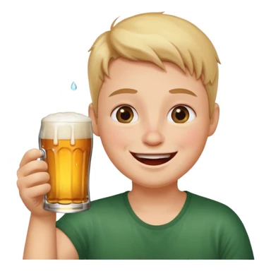 it should be a laughing emoji like a round face pointing forward and crying with laughter with a glass of beer in his other hand  sticker