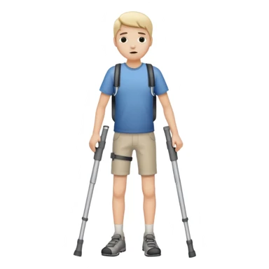 Create a person with crutches and has a broken leg sticker