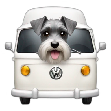 Zwergschnauzer in a white VW Bus sticker