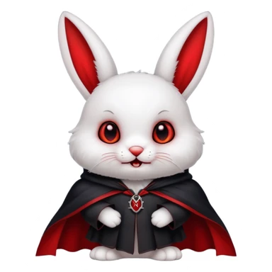 Vampire animal, bunny'  in red collar cloak, red eye, fangs sticker
