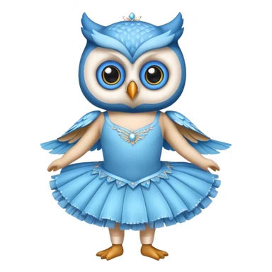 I want a blue stuffed owl wearing a ballet costume sticker