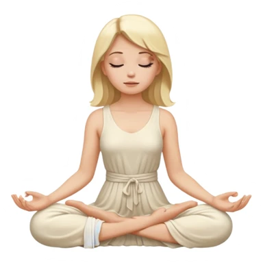 A blonde woman meditating in an ivory-colored dress sticker