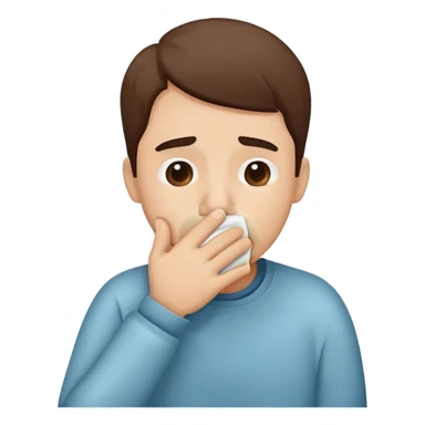 person covering their mouth with their hand while coughing, simple and expressive sticker
