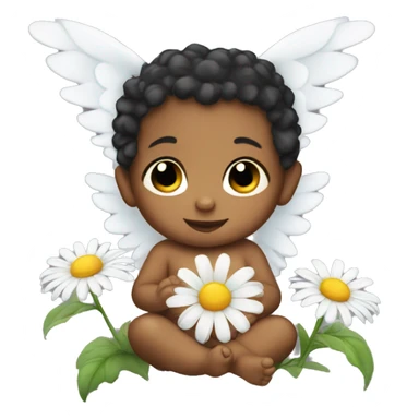 Baby angel with a daisy flower sticker