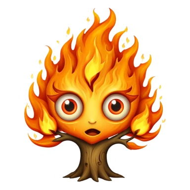 a tree made of flames with eyes sticker