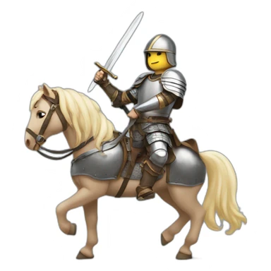 Hero on a horse in armour with sword sticker
